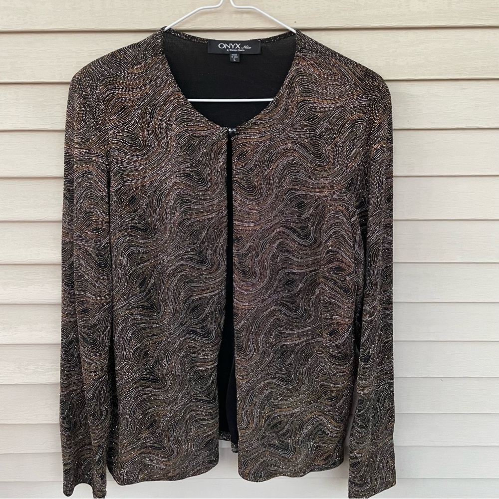 Onyx Night Glitter Shimmer Swirl Sweater/Jacket Size L